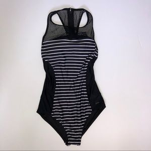 Calvin Klein One Piece Striped Swim Suit NWT